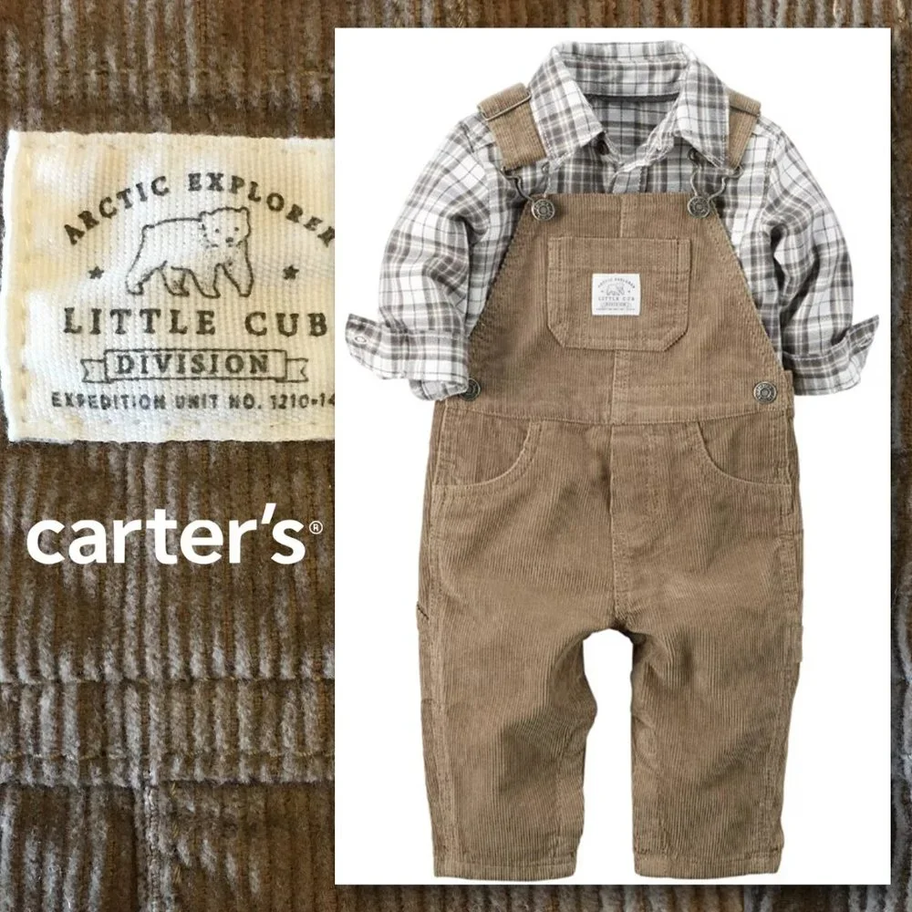 CARTER'S Corduroy Overalls with Coordinating Shirt - Picture 1 of 9